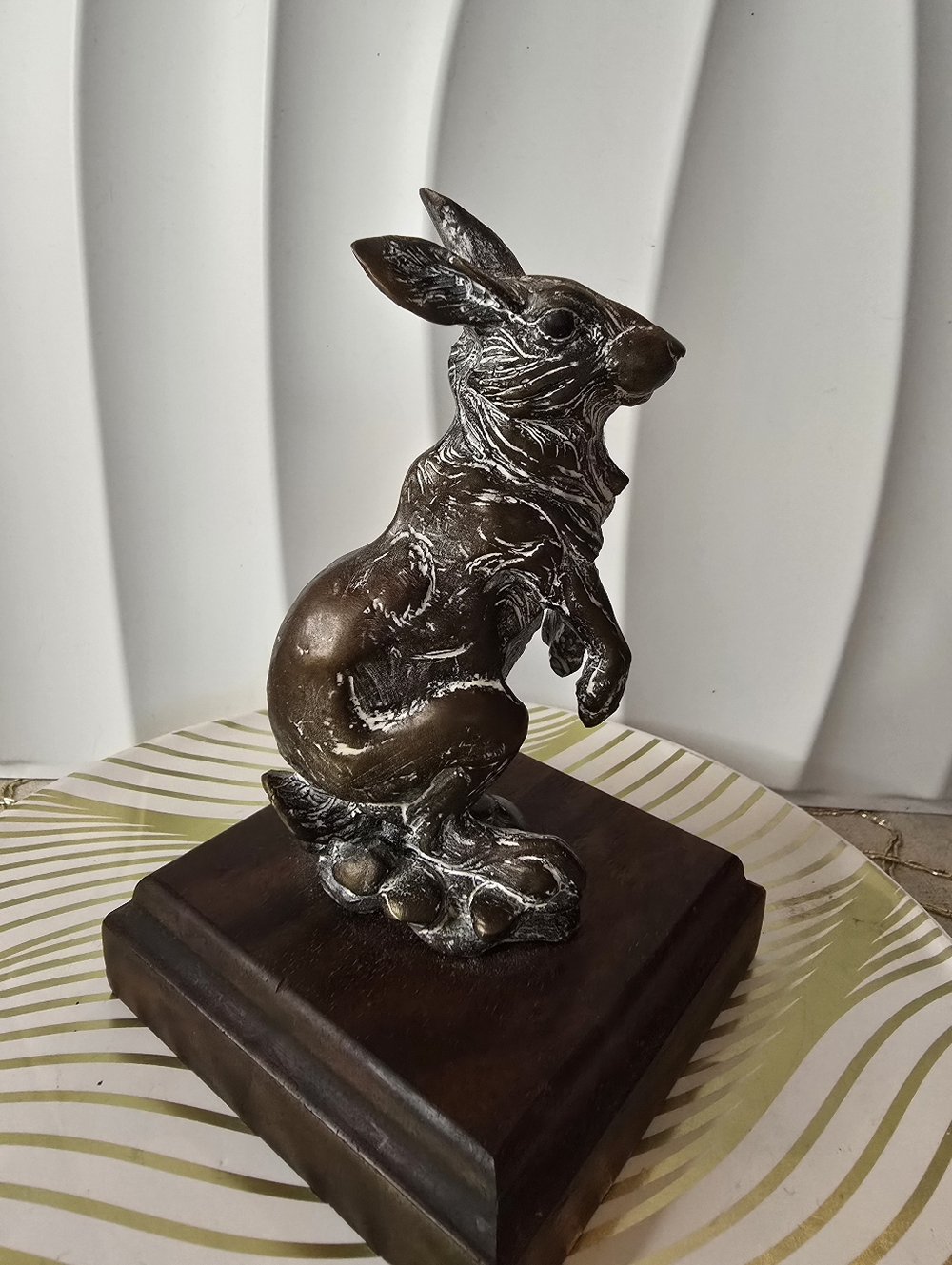 Bronze Finish Hare Sculpture by T. Sullivan #50